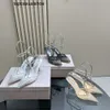 JC Jimmynessity Choo Crystals Yaz Slingback Mesh Ayakkabı Pompası Pompa Eşyalı Yüksek Topuklu Sandal Zarif Kadınlar Bayanlar Sırtılış Ayak parmakları Arka 85cm Stiletto Topuk Mules 20