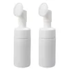 Aufbewahrungsflaschen, 2 Stück, leere Schaumpumpe, 200 ml, tragbare Reinigungsflasche, Reise-Kosmetikbehälter mit Bürste für Zuhause im Freien (weiß)