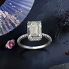 Band Rings Oevas Real 925 Sterlsilver Emerald Cut High Carbon Diamond 5A Zircon Weddrings for Women Luxury Fine Jewelry Wholesale J240118