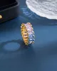 Nieuwe retro-stijl ringen kleurrijke schat micro set zirkoon volledige diamanten open ring voor dames cadeau