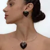 Висячие серьги черного дерева, ожерелье Love, легкий роскошный дизайн меньшинства, высококачественная подвеска-гвоздик в форме сердца для женщин