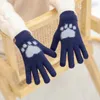 Rowerowe rękawiczki damskie ciepłe dotykowe ekran zimowy wełna pluszowe mitteny urocze dzianina zagęszczona puszysta na zewnątrz
