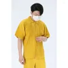 Erkekler Sıradan Gömlekler Miyake Piled Suit Ceket Koreli Yaz Kısa Kollu Gömlek Tek Göğüslü Giysiler