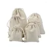 Shopping Bags Beige Cotton Linen Drawstring Multiple Sizes Coin Money Card Holder Gift Jewellery Cosmetic Travel Washing Storage Bag