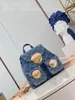 2024 The latest fashion denim with top cowhide backpack All-in-one handbag Shoulder Bag 21*23*12