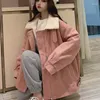 Trench da donna Giacca imbottita cargo Donna Cappotto invernale caldo in agnello Rosa coreano Harajuku in pile Addensare Oversize Streetwear Capispalla