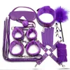 Kit in pelle sexy Peluche Bondage sessuale Set Manette Giochi sessuali Frusta Gag Morsetti per capezzoli Giocattoli sessuali per coppie Accessori esotici 240118