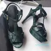 Sandals Tribute Platform Leather High Heel Shoes Summer Beach Covered Adjustable Ankle Strap Wedding Party