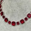 Necklace Earrings Set Stonefans Red Square Crystal Party 2024 Trend Large Bridal Jewelry For Women Decoration