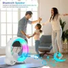 Relógios de mesa de mesa LED Wake Up Light Luz ambiente Luz noturna Despertador regulável Candeeiro de mesa inteligente com alto falante Bluetooth Quarto infantil YQ240118