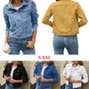 Kvinnors denimjackor Fashion Female Casual Long Sleeve Lapel Solid Button Down Chest Pocket Slim Jean Jacket Fall Winter Coat 240117