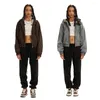 Kvinnors jackor Retro 2024 Ejressed Zipper Jacket Kvinnor tvättade tung bomullsrock med kort längd styling