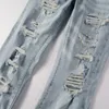 Crystal Patch Jeans Man Rhinestone تدمير مغسول تمتد الدنيم القطن حجم 40