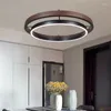 Pendant Lamps LED Home Decor Wood Grain Chandelier Creative Round Hanging Light Fixture Minimalist Suspension Luminaire For Living Room