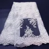 Pure White Lace Fabrics For African Parties Wedding Lace Embroidered Fabric Beded African Lace Fabric For Wedding Dress W006D 240117