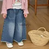 Hose 2024 Frühling neu LDREN Solid Wide Leghose Girls Vintage Jeans Kinder Casual Denim 1-6-jähriges Babykleidung H240508