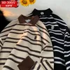 Chemises décontractées pour hommes Sweat-shirts à manches longues Hommes Femmes Printemps Automne Mode américaine Rayé Polyvalent Tendance Japonais Tops Esthétique