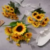 Bundle of Sunflower Single Branch Sunflower Store Engineering Decoration Shopping Mall Meichen Sales Office Garden Landscaping Fake Flower Material Rly