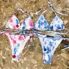 Tie Dye badmode modeontwerper kleur bikini set brief print zomer zwempak sexy gewatteerde biquinis met kant