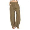 Women's Pants Trendy 2024 Plus Size Wide-leg Cotton Linen Casual For Women Baggy Gothic Wide Leg