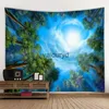 Tapestries Forest night sky big tapestry starry art wall hanging psychedelic scene bohemian home decoration bed sheet sofa blanket H240514