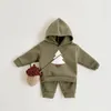 Winter Baby Clothes Set Hooded Tracksuit Christmas Tree Boys Kids Clothing Girls Thickening Plush Winter Warm Cotton Coat Suit 240117