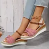 Sandales 2024 Plate-forme pour femmes Summer Mix Couleur Bride à la cheville Gladiateur Femme Troupeau Bowtie Wedge Sandalias De Mujer