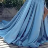 Formele jurken voor dames Off-shoulder hoge split elegante vloerlengte modejurk voor bruiloftskleding Blauw xxxxxl 240117