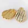 Stud Earrings Wave Shell Hypoallergenic Waterproof Cute Copper Metal Women's 18K Gold Plated Gift