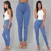 Couleur unie jean moulant Femme blanc noir taille haute rendu jean Vintage Sexy pantalons longs Femme pantalon crayon décontracté Denim jean 240117