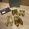 Designer Scarpe formali da donna Tacchi alti in perspex stampato Pantofole milanesi alla moda Pantofole con cuscino con tacco spesso in pelle metallizzata argento oro