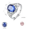 Luxury Retro Sapphire Ring S925 Sterling Silver 3A Zircon Butterfly Ring Fashion Women Syntetic Gem Ring Wedding Party Jewelry Valentine's Day Mors Day Gift SPC