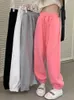 Pantalon Femme Solide Loisirs Épais Sweatsuit Femmes Hiver Sweat-shirt Crayon Taille Élastique À Lacets Droite Plus Velours Pantalon Longueur Cheville