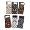 Fashion Ring Telefoonhoesjes voor Samsung Galaxy Z Flip 3 4 1 2 Telefoonhoesje ZFlip dambordpatroon Protector Huawei P50Pocket leer4577854