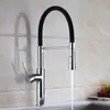 Kitchen Faucets Black And Chrome Basin Sink Faucet Deck Mount Pull Down Dual Sprayer Nozzle Cold Mixer Water Tap Copper