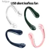 Elektriska fläktar Mini Neck Fan Portable Vaneless Hanging Neck 1800mAh Uppladdningsbar luftkylare 3-växlad Mini Summer Silent Sports Fan YQ240118