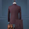 Ensemble de costumes pour hommes, veste et pantalon, Boutique, mode, col montant, Style chinois, coupe cintrée, deux pièces, vêtements de mariage pour hommes, 240117