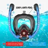Accesorios de buceo Máscara de snorkel Actualización Máscara de snorkel de cara completa con 2 tubos de respiración Equipo de snorkel para adultos Máscara de buceo Fugas antiniebla 240119