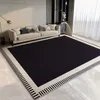 Light Luxury Carpets for Living Room Black Lines Bedroom Decor Plush Carpet Large Area Cloakroom Rug Home Thickened Floor Mat 240117