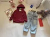 Nouveau bébé Survêtements garçons Automne ensemble vêtements de marque pour enfants Taille 110-160 Sweat à capuche avec logo brodé et jean doublure en velours Jan20