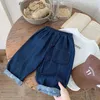 Jeans Lente Herfst Nieuwe Koreaanse Baby Jongens Jeans Veelzijdige Effen Kleur Elastische Taille Losse Kinderen Jongens Broek Casual Kid Jongens broek