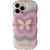 Étuis de téléphone portable Coréen mignon dégradé papillon ondulé clair étui de téléphone pour iPhone 15 11 13 14 12 Pro Max XS Max X XR Plus couverture souple antichoc J240118