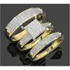 Anneaux de mariage Quoteaster Dayquotgift 3Pcs Mode Bijoux à la mode Femmes039S 18K Plaqué Or Cuivre Zircon Couples De Mariage Bague Taille 51 Dhcfj