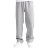 Herrbyxor herr baggy sweatpants fast färg elastisk midja rak benträning jogger casual byxor streetwear