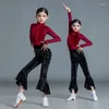 Scene Wear Girls 'Latin Dance Practice Clothing Autumn and Winter Long Sleeved Pants Velvet Children's