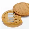 Bamboo Kitchen Tools Cheese Board and Knife Set Round Charcuterie Boards Swivel Meat Platter Holiday Housewarming Gift Wholesale 522QH