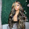 Highlight Wig Human Hair Honey Blonde Colored 13x4 HD Lace Frontal Wig for Women 360 Body Wave Lace Front Wig for Women