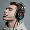 Cuffie/auricolari VAORLO Profession Gioco auricolare Luce RGB con microfono HD Bassi super HiFi per giochi Cuffie cablate USB per computer portatile