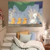 Camess anime sevimli ördek arka plan bez oda dekor Kawaii Goblen Genç Posterler ve Baskı Dışarıda Bahçe
