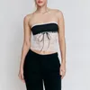 Fairy Grunge laço embelezamento sem alças tubo top para mulheres verão sem mangas Bandeau regata com arco y2k roupas de rua 240118